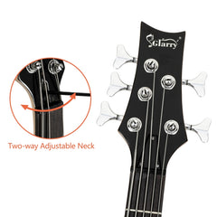 Glarry GIB 5 String Electric Bass Guitar Full Size SS Pick-up - Brown
