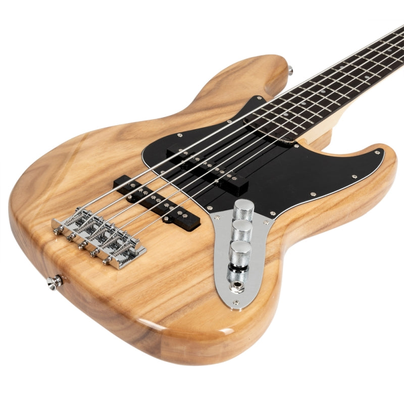 Glarry GJazz Electric 5 String Bass Guitar Full Size - Burlywood