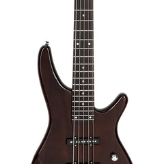 Glarry GIB 5 String Electric Bass Guitar Full Size SS Pick-up - Brown