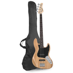 Glarry GJazz Electric Bass Guitar Black pickguard - Burlywood