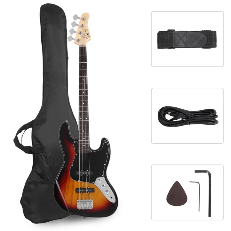Glarry GJazz Electric Bass Guitar Black pickguard - Sunset