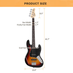 Glarry GJazz Electric Bass Guitar Black pickguard - Sunset