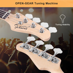 Glarry GJazz Electric Bass Guitar Black pickguard - Yellow