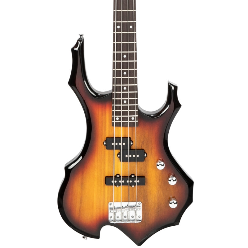 Glarry Burning Fire Electric Bass Guitar Full Size 4 String - Sunset