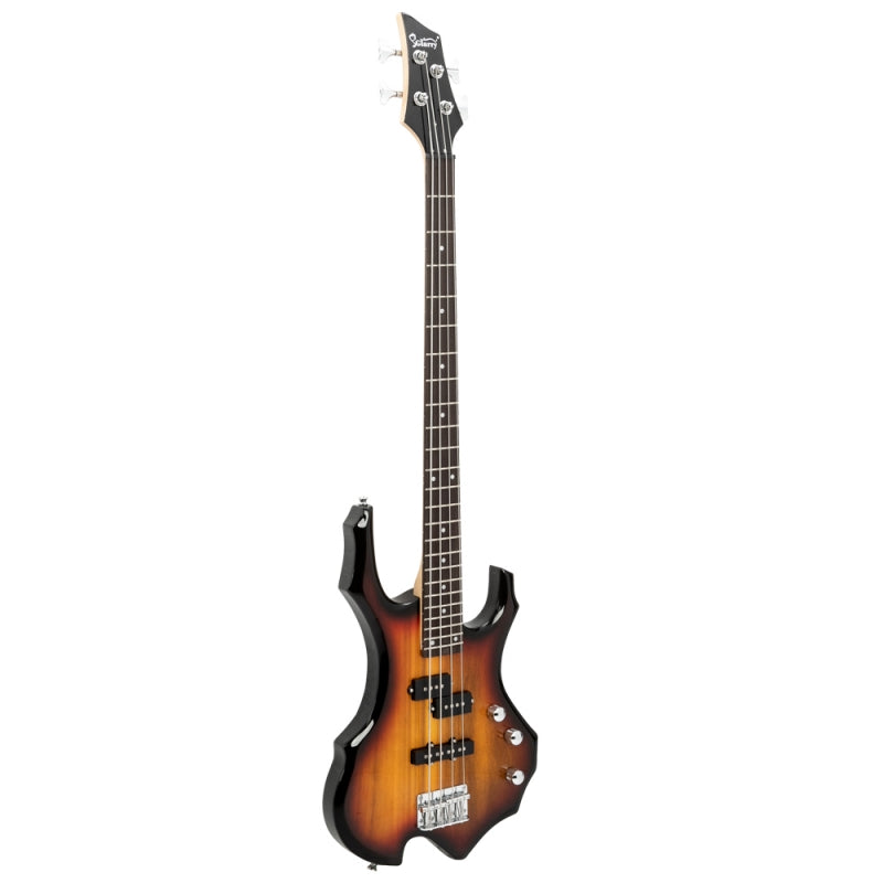 Glarry Burning Fire Electric Bass Guitar Full Size 4 String - Sunset