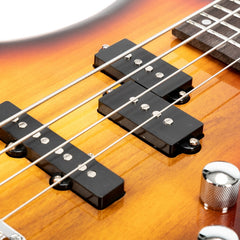 Glarry Burning Fire Electric Bass Guitar Full Size 4 String - Sunset