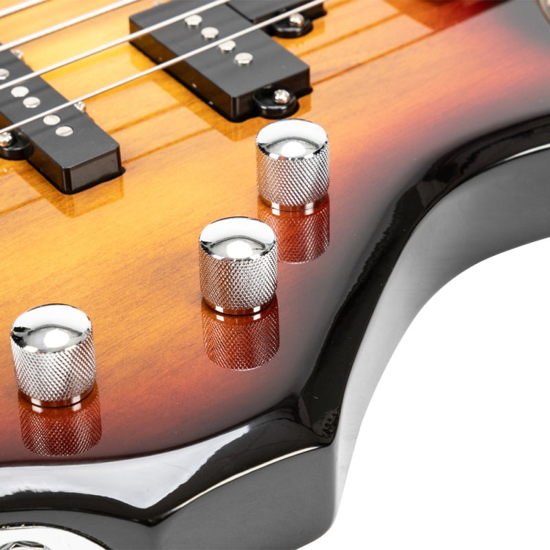 Glarry Burning Fire Electric Bass Guitar Full Size 4 String - Sunset