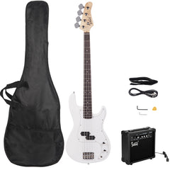 Glarry GP Electric Bass Guitar White w/ 20W Amplifier - White