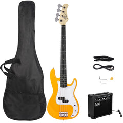 Glarry GP Electric Bass Guitar Yellow w/20W Amplifier - Yellow