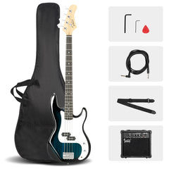 Glarry GP Electric Bass Guitar Blue w/ 20W Amplifier - Blue
