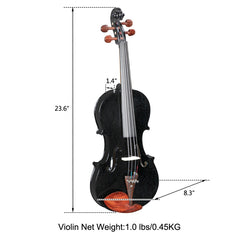 Glarry GV103 4/4 Spruce Panel Violin Black