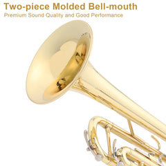 Glarry Brass Trumpet Bb with 7C Mouthpiece Golden
