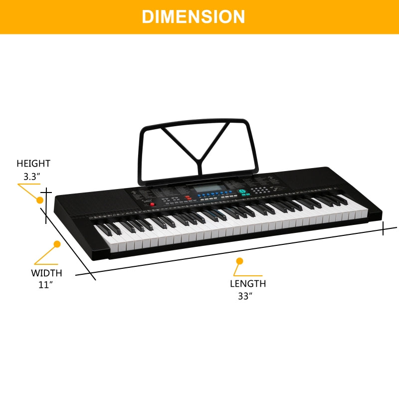 Glarry 61-Key Portable Keyboard w/LCD Screen, Microphone