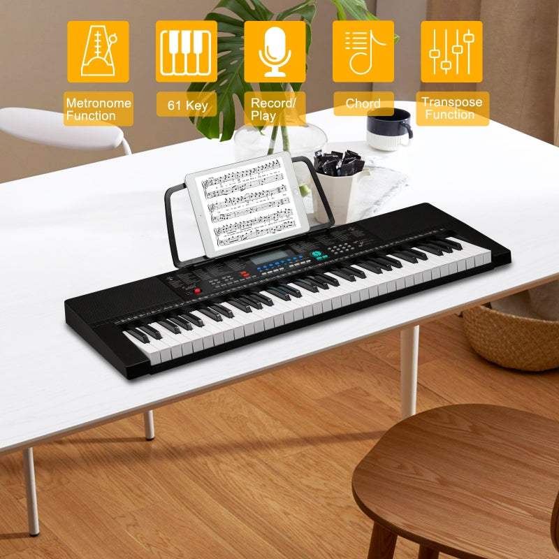 Glarry 61-Key Portable Keyboard w/LCD Screen, Microphone
