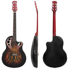 Glarry GT102 41inch Full-Size EQ Cutaway Spruce Top Grape Voice Hole Round Back Acoustic-Electric Guitar - Sunset