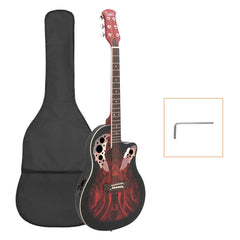 Glarry GT102 41inch Full-Size EQ Cutaway Spruce Top Grape Voice Hole Round Back Acoustic-Electric Guitar - Red