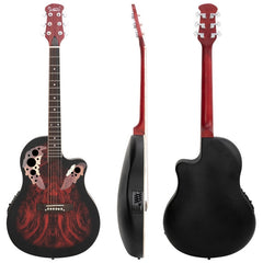 Glarry GT102 41inch Full-Size EQ Cutaway Spruce Top Grape Voice Hole Round Back Acoustic-Electric Guitar - Red