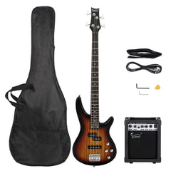 Glarry GIB 4 String Bass Guitar Full Size SS pickups w/20W Amplifier - Sunset