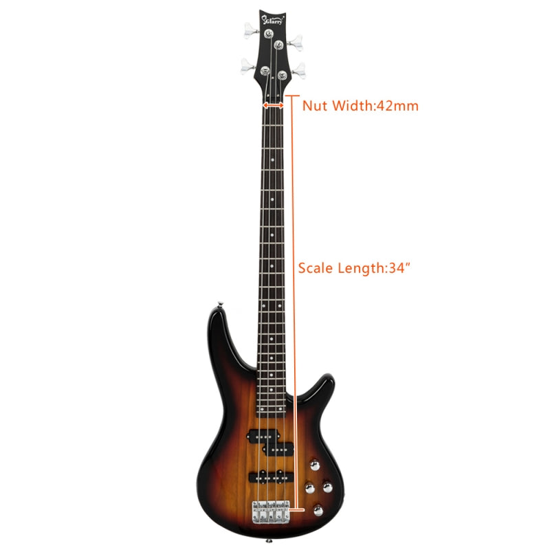 Glarry GIB 4 String Bass Guitar Full Size SS pickups w/20W Amplifier - Sunset