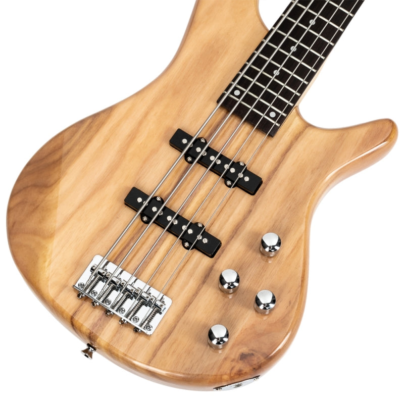 Glarry GIB 5 String Electric Bass Guitar SS Pick-up w/20W Amplifier - Burlywood