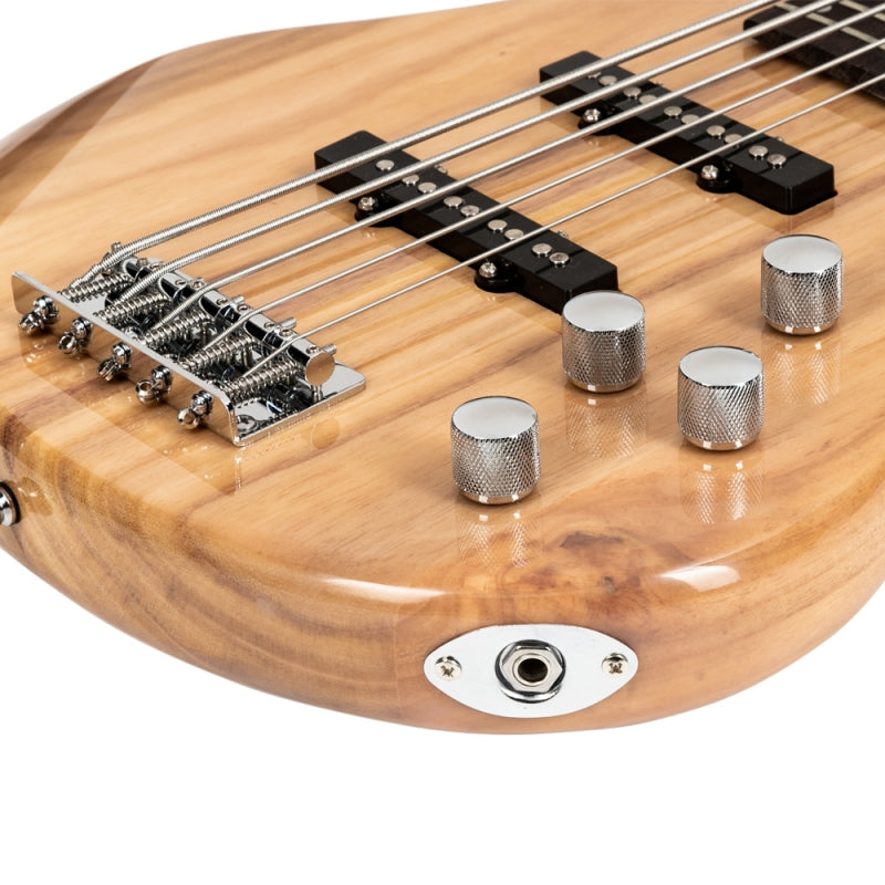 Glarry GIB 5 String Electric Bass Guitar SS Pick-up w/20W Amplifier - Burlywood
