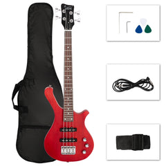 Glarry GW101 36in Kid's Electric Bass Guitar - Red