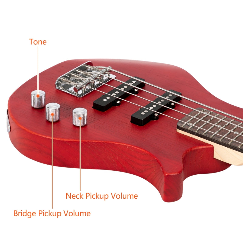 Glarry GW101 36in Kid's Electric Bass Guitar - Red