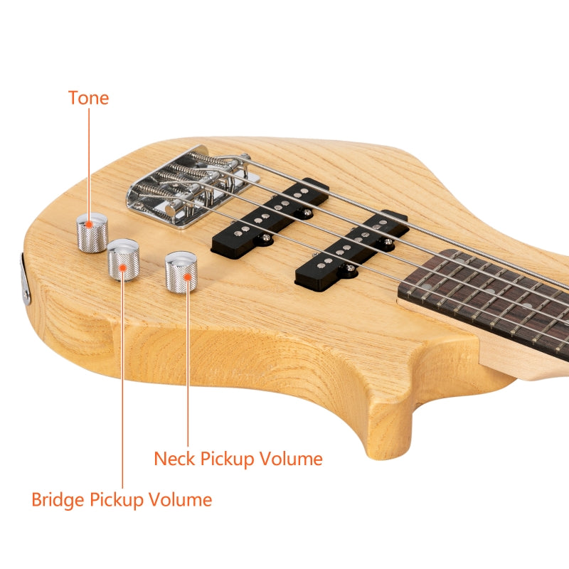 Glarry GW101 36in Kid's Electric Bass Guitar - Burlywood