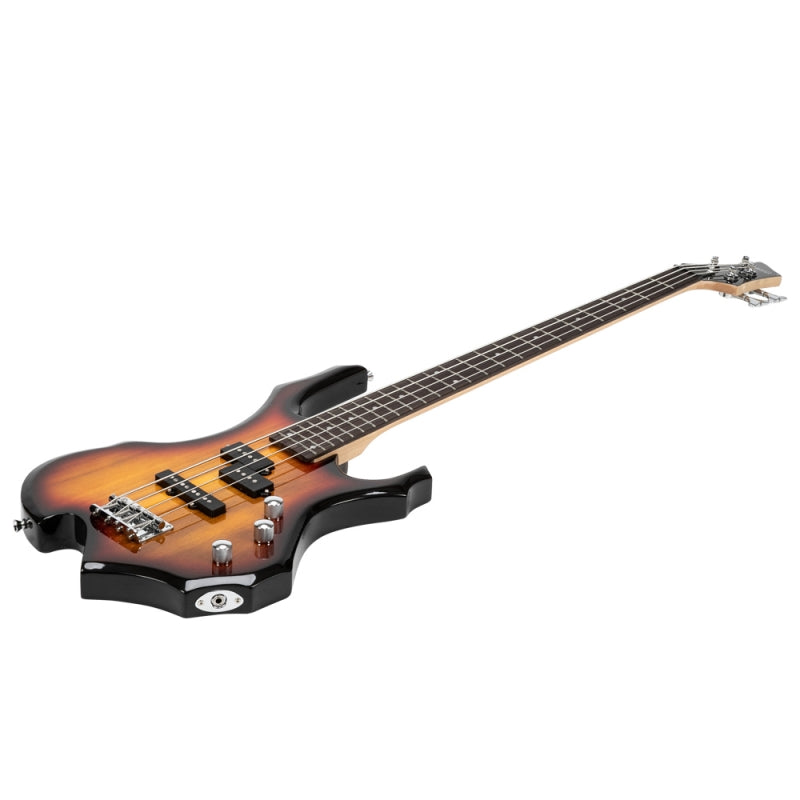 Glarry Burning Fire Electric Bass Guitar Full Size 4 String w/20W Amplifier - Sunset