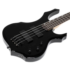 Glarry Burning Fire Electric Bass Guitar HH Pickups w/ 20W Amplifier - Black