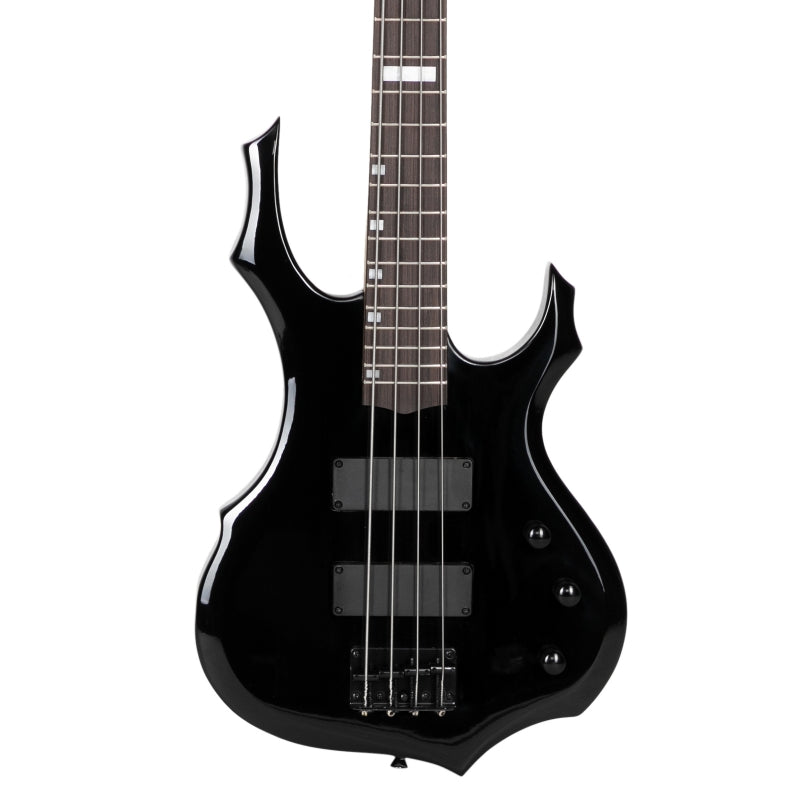 Glarry Burning Fire Electric Bass Guitar HH Pickups w/ 20W Amplifier - Black