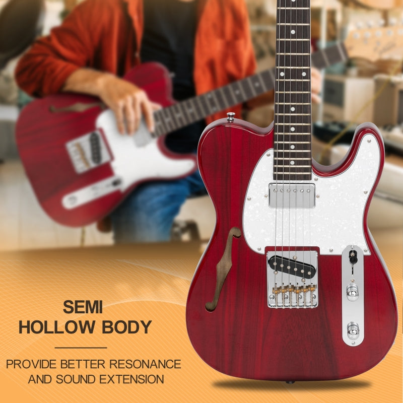 Glarry GTL Semi-Hollow Electric Guitar Wine - Red