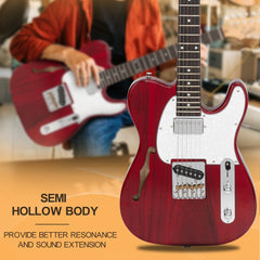 Glarry GTL Semi-Hollow Electric Guitar Wine - Red