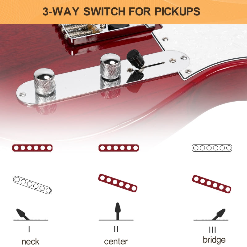 Glarry GTL Semi-Hollow Electric Guitar Wine - Red