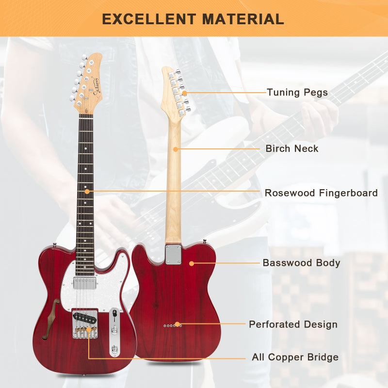Glarry GTL Semi-Hollow Electric Guitar Wine - Red