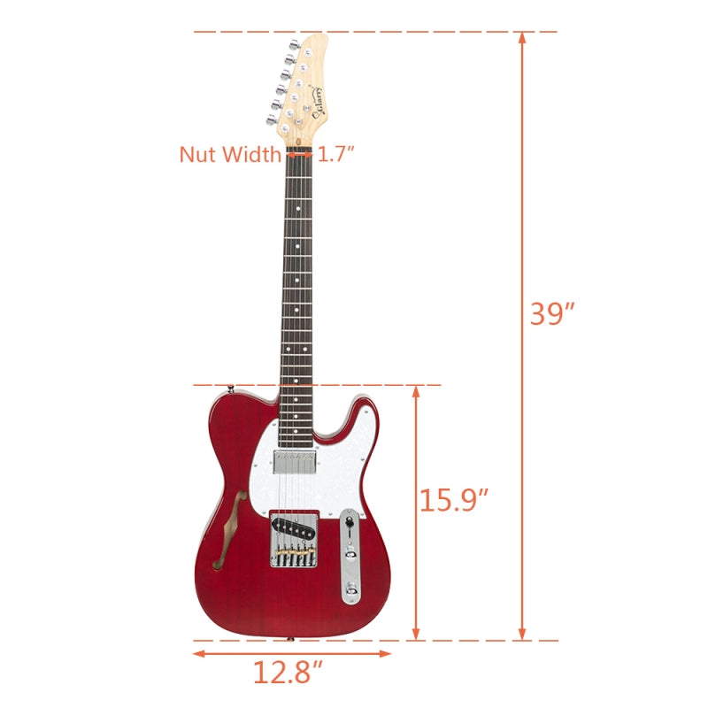 Glarry GTL Semi-Hollow Electric Guitar Wine - Red