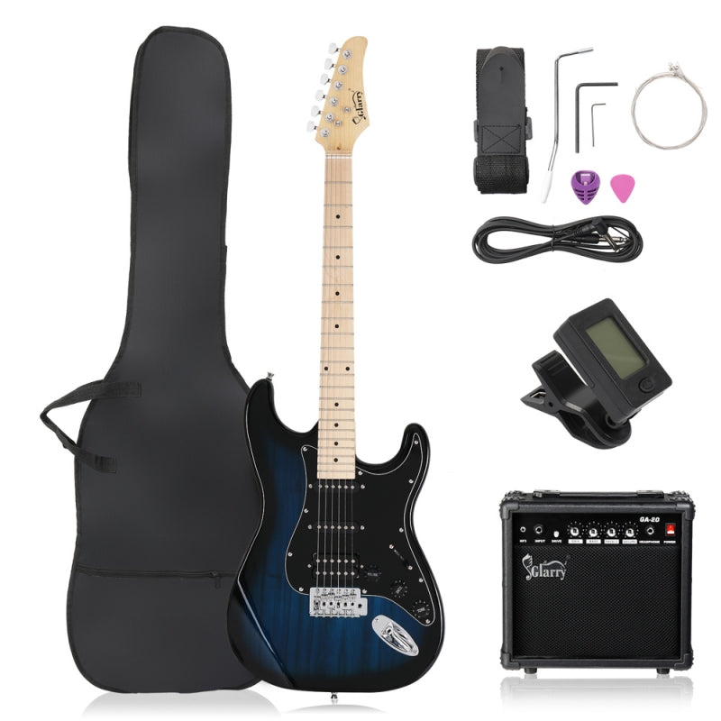 Glarry GST HSS Pickups Electric Guitar w/20W Amplifier - Blue