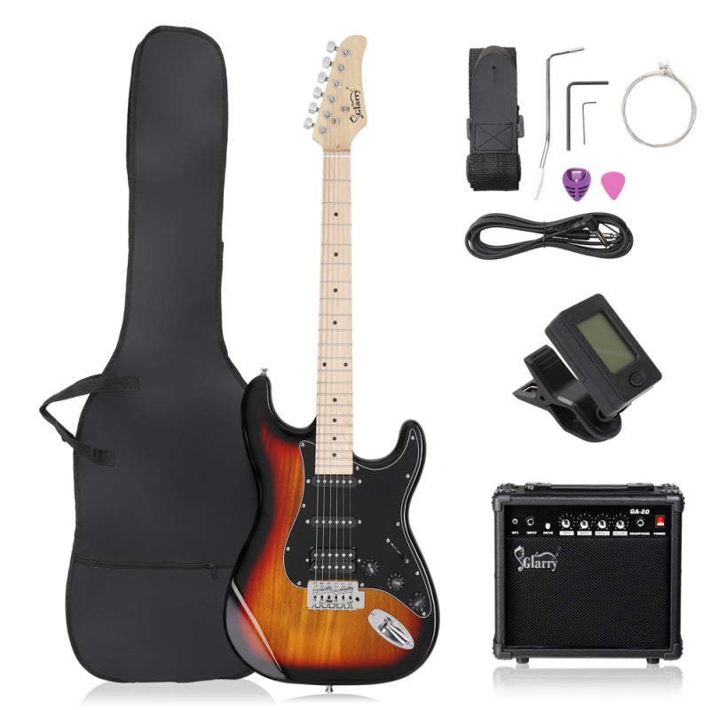 Glarry GST HSS Pickups Electric Guitar w/20W Amplifier - Sunset