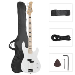 Glarry GP PRO Electric Bass Guitar NO Pickguard - White