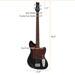 Glarry GIB Bass Guitar 4 String Red Pearl Guard w/20W Amplifier - Black
