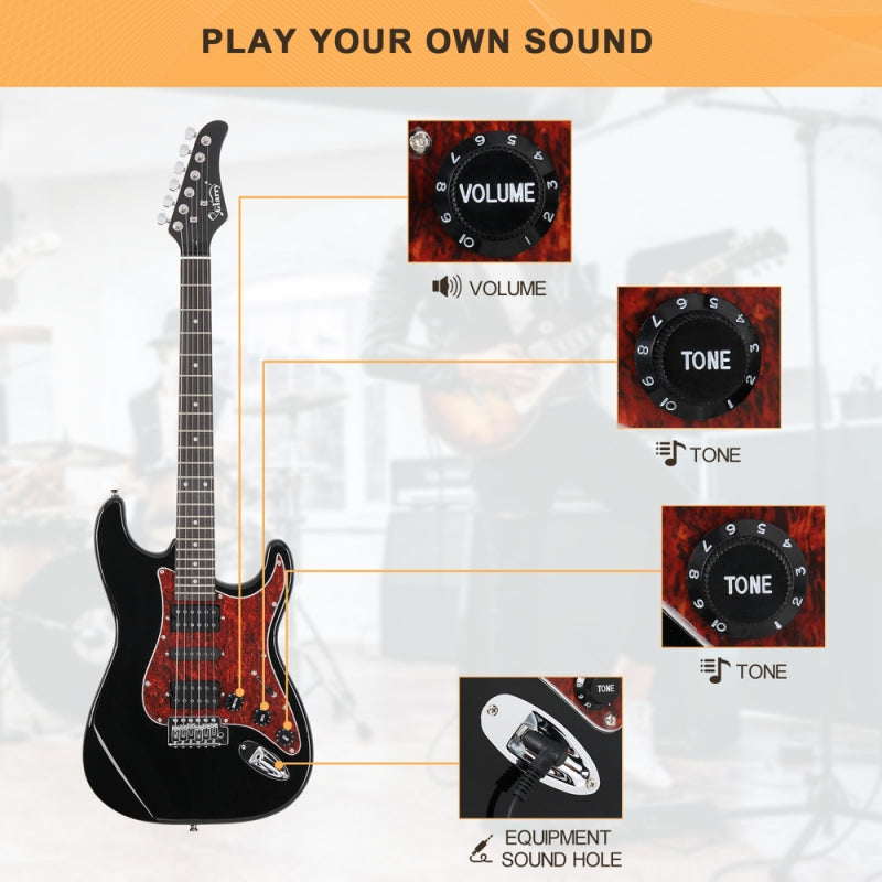 Glarry GST Electric Guitar HSH Pickup Rosewood Fingerboard - Black