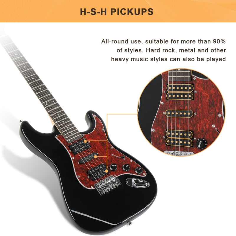 Glarry GST Electric Guitar HSH Pickup Rosewood Fingerboard - Black