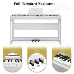 Glarry GDP-104 88-Key Home Fully Weighted Hammer-action Keybed Digital Piano - White