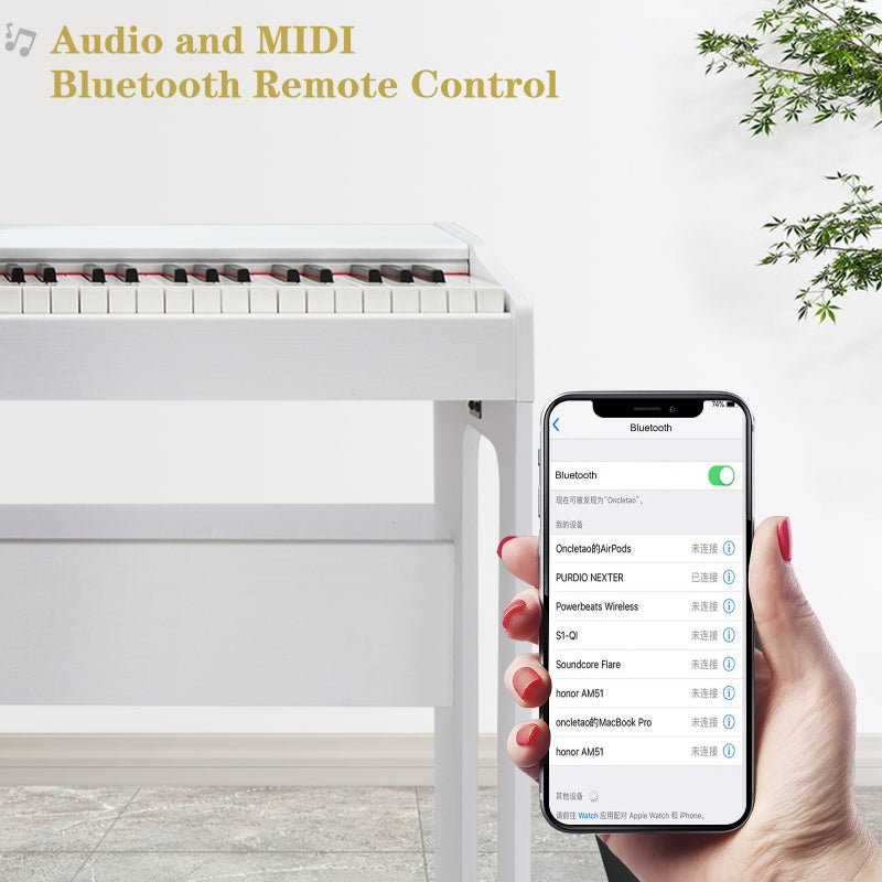 Glarry GDP-104 88-Key Home Fully Weighted Hammer-action Keybed Digital Piano - White