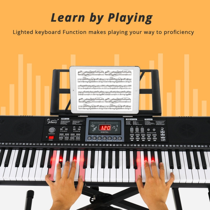 Glarry GEP-202 61-Key Keyboard with Piano Stool - Black