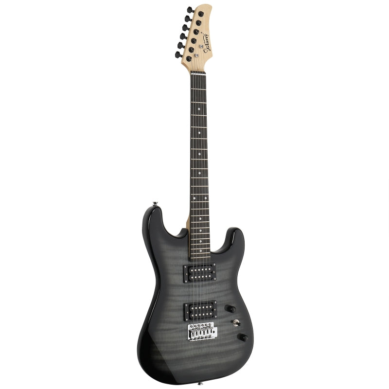 Glarry GST Electric Guitar HH Pickup Tiger Stripe w/20W Amplifier - Black