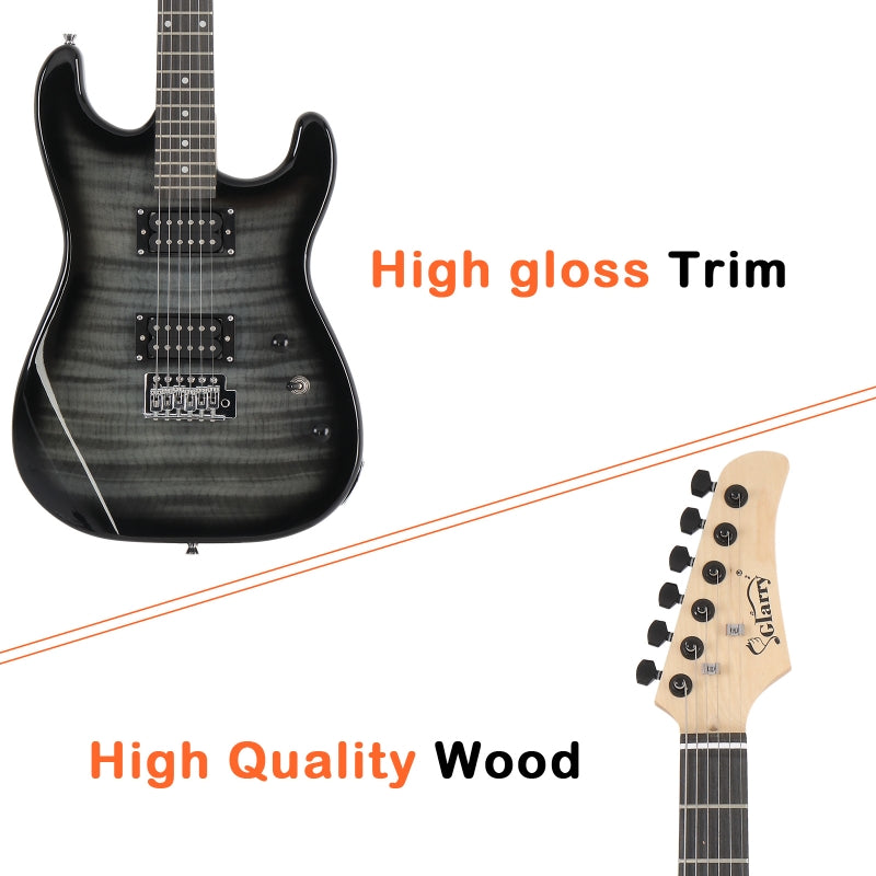 Glarry GST Electric Guitar HH Pickup Tiger Stripe w/20W Amplifier - Black