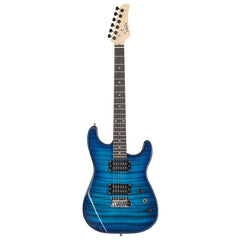 Glarry GST Electric Guitar HH Pickup Tiger Stripe w/20W Amplifier - Blue