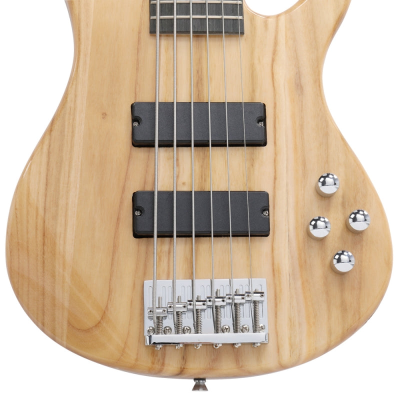 Glarry GIB 6 String Bass Guitar Full SizeHH Pickup - Burlywood