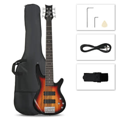 Glarry GIB 6 String Bass Guitar Full SizeHH Pickup - Sunset